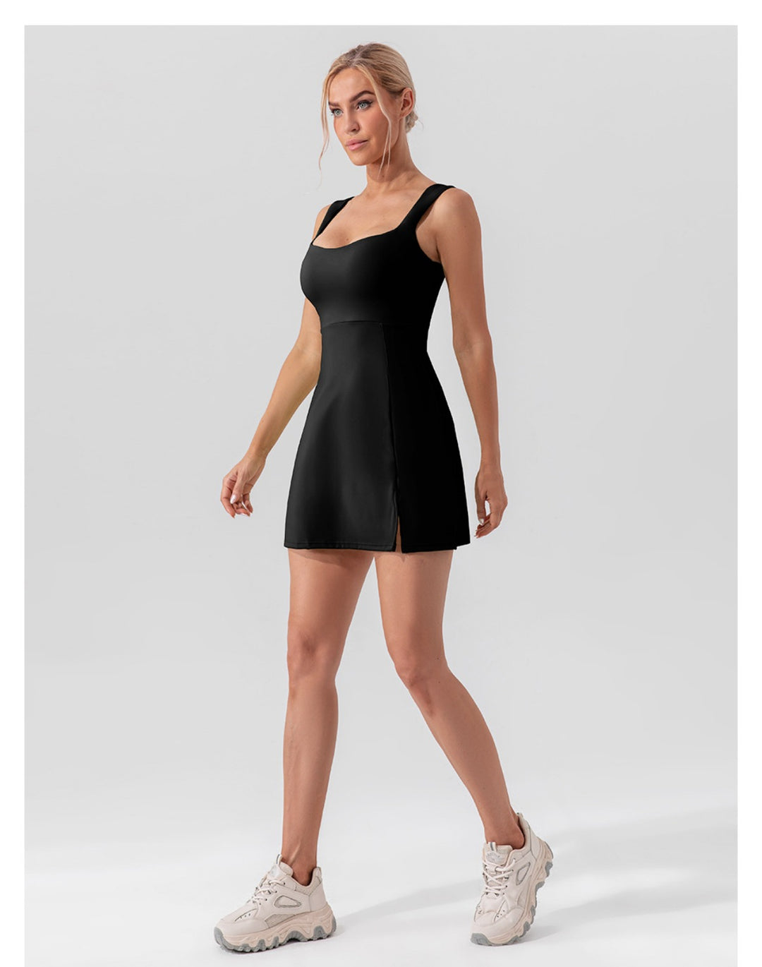 R&B | Hosenträger einfarbig Yoga Tennisrock leichtes Sportkleid