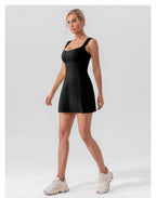 R&B | Hosenträger einfarbig Yoga Tennisrock leichtes Sportkleid