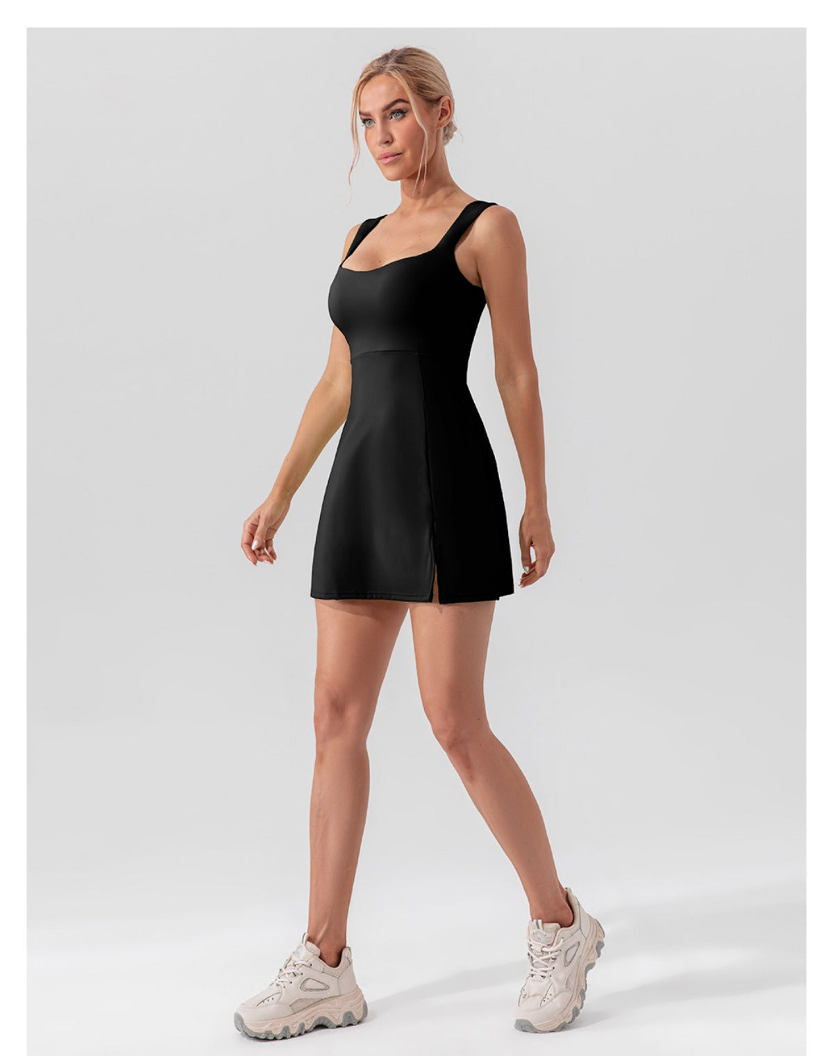 R&B | Hosenträger einfarbig Yoga Tennisrock leichtes Sportkleid