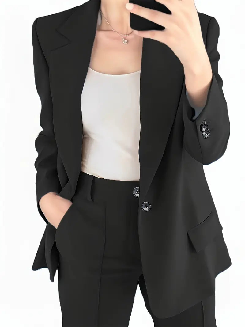 R&B | Blazer mit Revers und Erweiterte Hosen Set mit Knopfverschluss