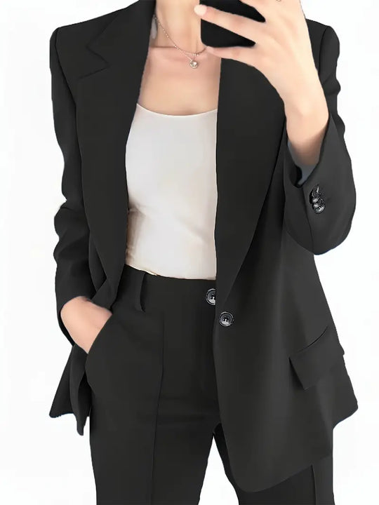 R&B | Blazer mit Revers und Erweiterte Hosen Set mit Knopfverschluss