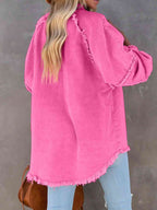 R&B | Button Down Raw Hem Denim Jacke