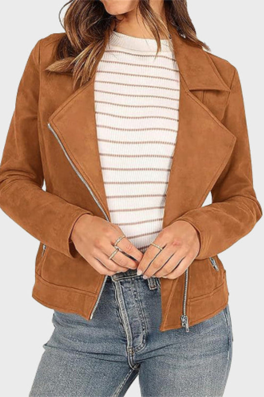 R&B | Wildleder Cropped Bikerjacke
