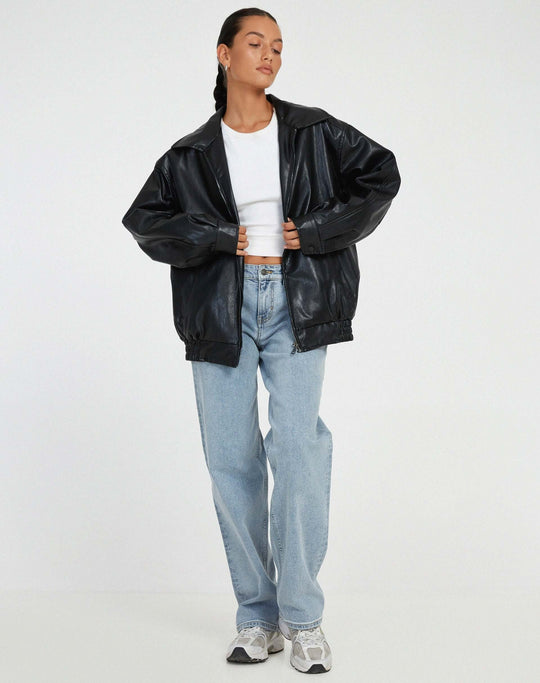 R&B | Übergroße Damen Kunstlederjacke
