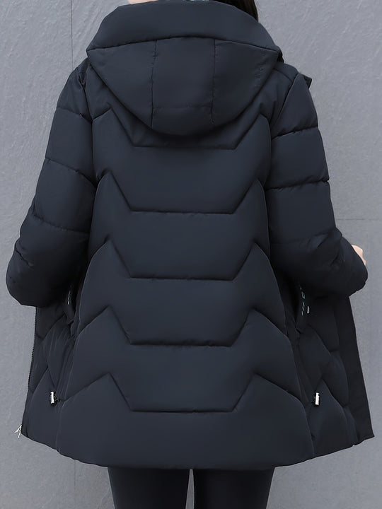R&B | Langes, lässiges Damen-Daunenjacke mit Kapuze