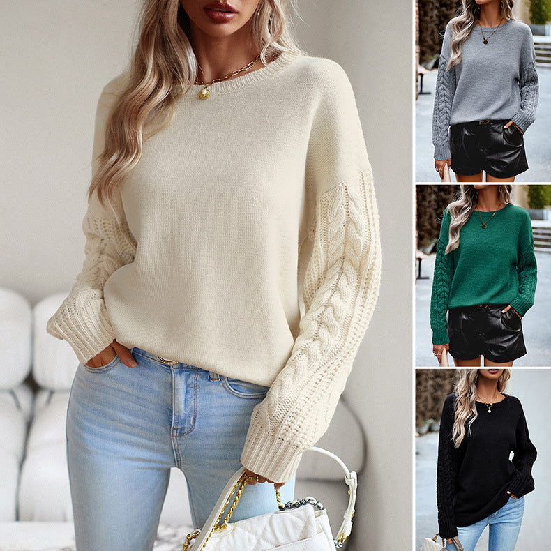 R&B | Strickpullover Geflochtene Ärmel Legere Passform