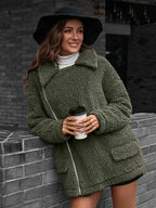 R&B | Double Take Zip up Teddy Jacke mit Kragen