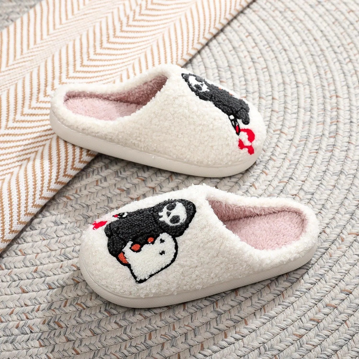 R&B | Cotton slippers with Halloween ghost skull embroidery