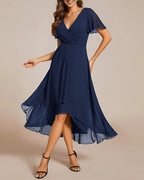 R&B | Kleid mit V-Ausschnitt und Rüschenärmeln