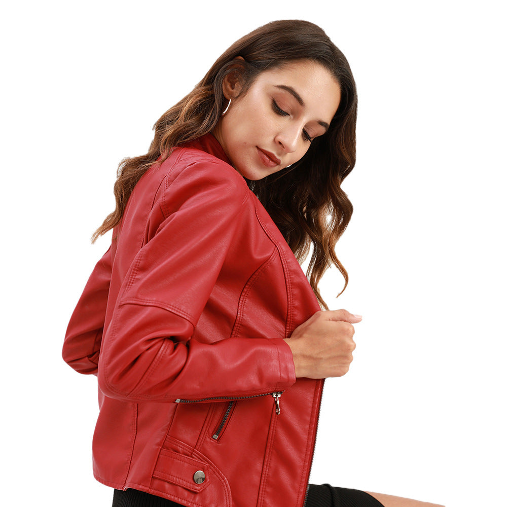 Biker-jacke mit Stehkragen