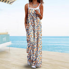 R&B | Verstellbarer Schultergurt Druck lässig Hosenträger floral Jumpsuit