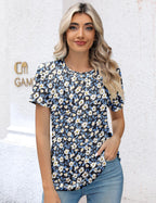 R&B | Plissee-T-Shirt mit Rundhalsausschnitt