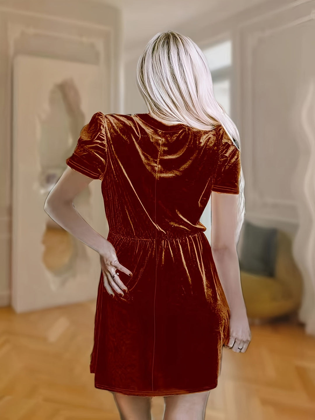 R&B | Einfarbiges Samtkleid