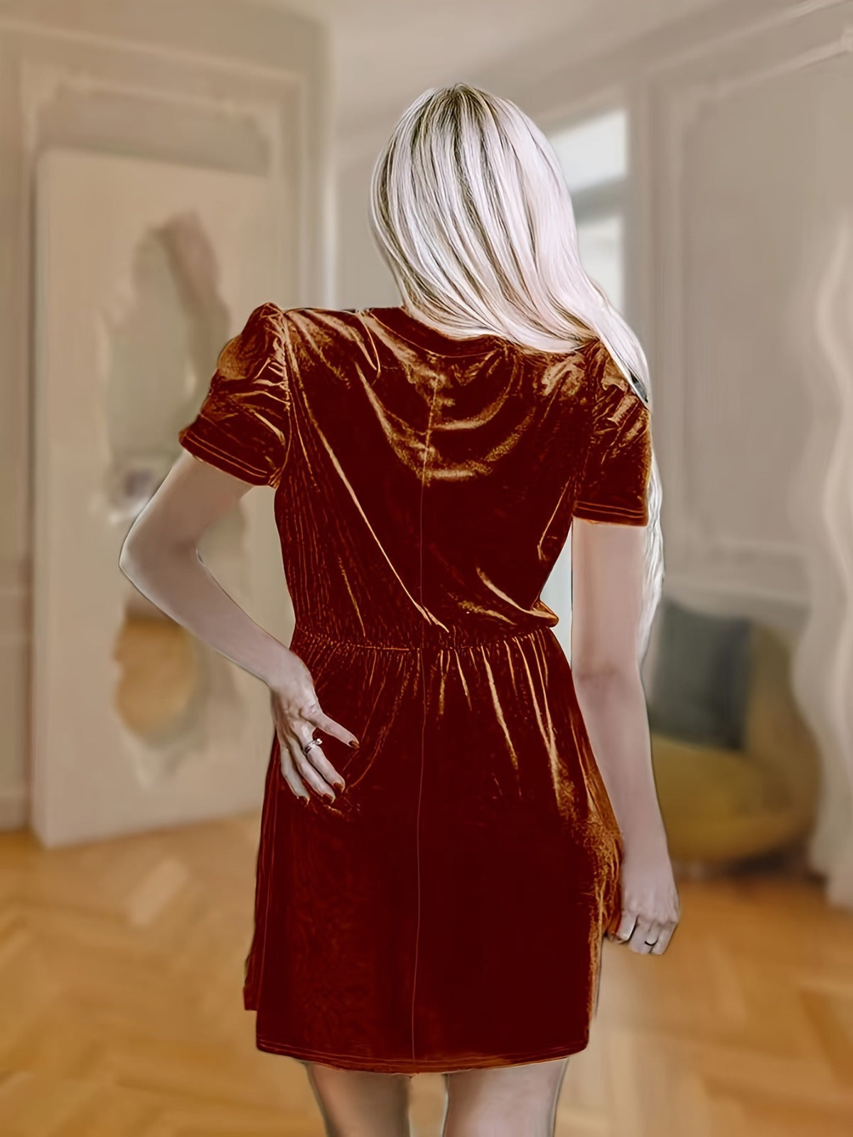 R&B | Einfarbiges Samtkleid