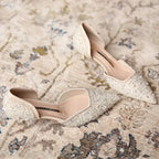 R&B | Stilvolle Schuhe mit Spitzer Zehe und Mittlerem Absatz mit Glitzeroberfläche