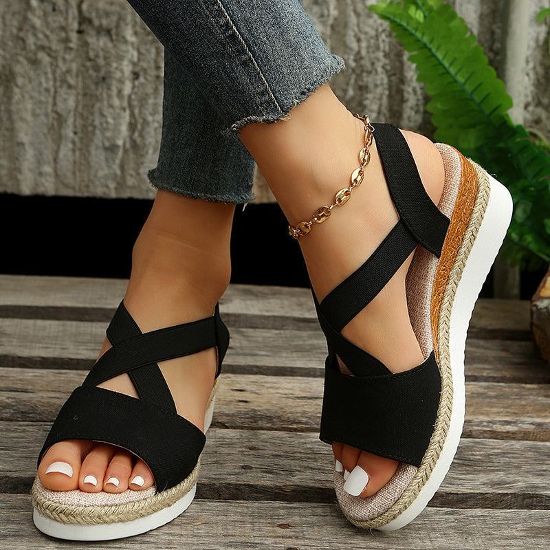 R&B | Keilsandalen Kreuzriemen Plateau Gladiator