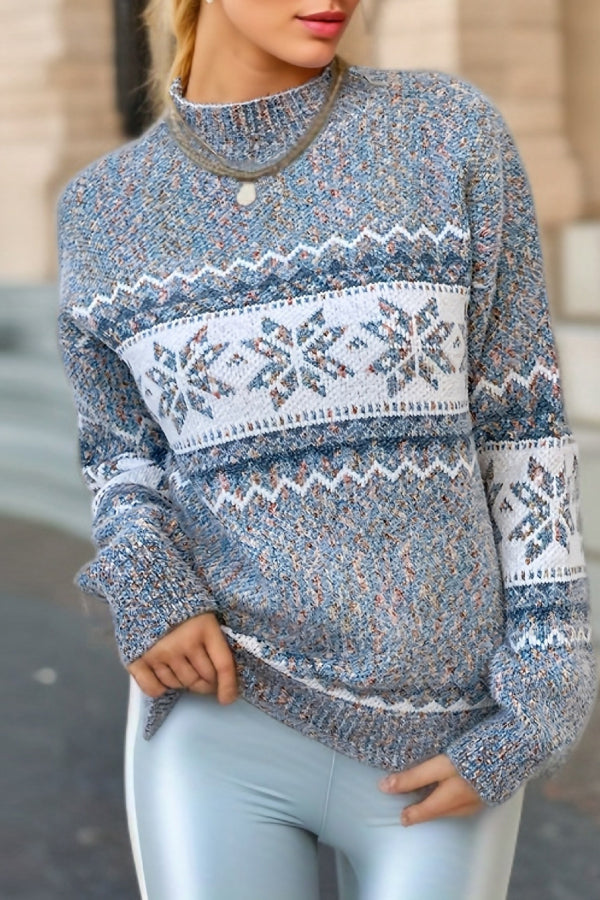R&B | Schicker Weihnachts-Turtleneck mit Schneeflockenpullover