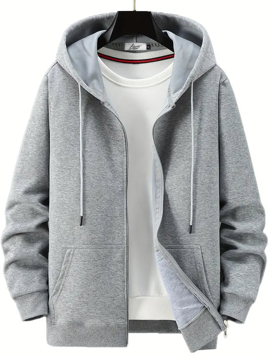 R&B - Lässiger Herbst Full Zip Hoodie mit Kordelzug für Männer