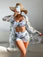 R&B | Dreiteilige Bluse mit hoher Taille und langen Ärmeln mit Kordelzug