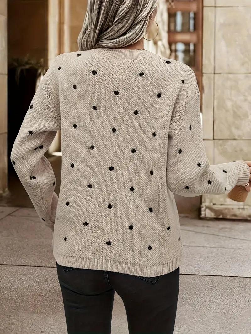 R&B | langärmliger poker-dot-pullover