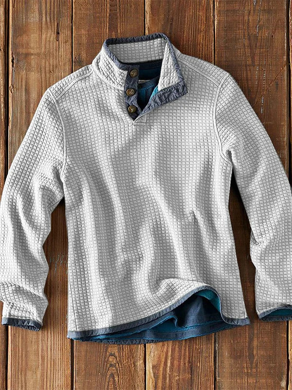 R&B | Strukturiertes Waffelshirt mit Knopfdetails Baumwollmischung Warm und Robust