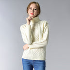 R&B | Damen Rollkragenpullover mit langen Ärmeln und Kabelstrick