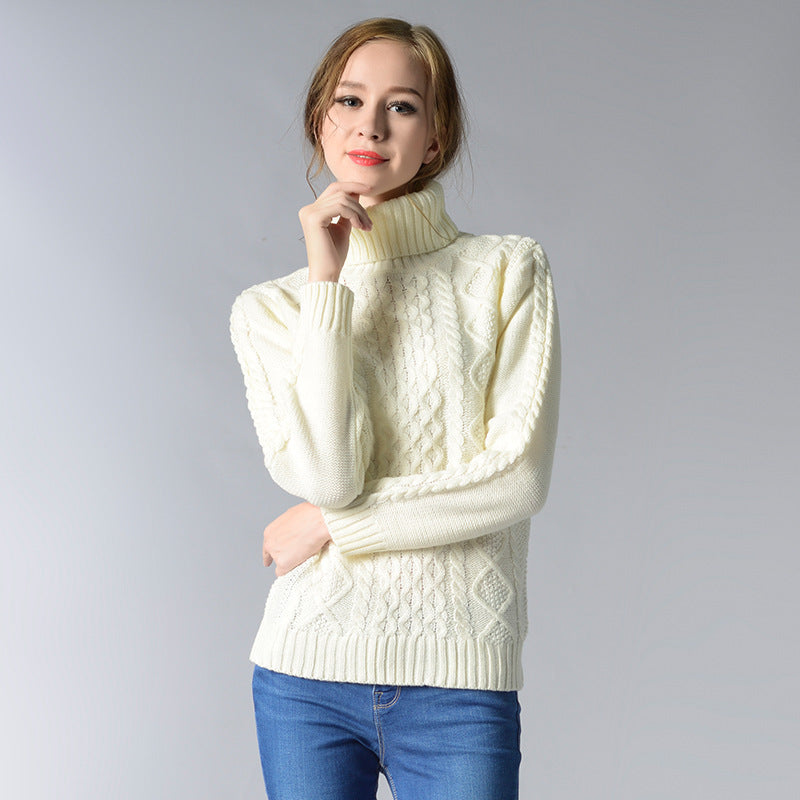 R&B | Damen Rollkragenpullover mit langen Ärmeln und Kabelstrick