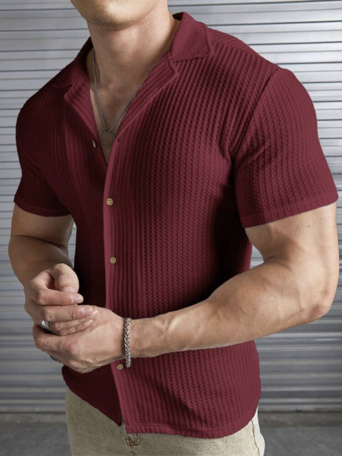 R&B | Herrenmode Casual Waffel T-Shirt