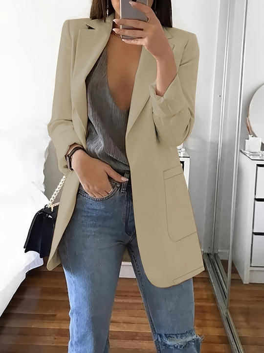 R&B | Eleganter Business-Einfarbiger Lange Blazer mit Reversideal für alle Jahreszeiten