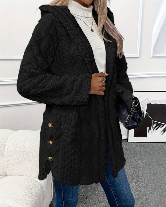 R&B | Jacke - Kunstpelz - Lockere Passform - Mit Kapuze und Knopfdetails
