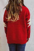 R&B | Weihnachtsmuster Gestrickter Rundhalsausschnitt Langarmpullover