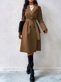 R&B | Trenchcoat mit Gürtel und einfarbigem Polyestermaterial für Frauen Schicke Oberbekleidung für den alltäglichen Gebrauch