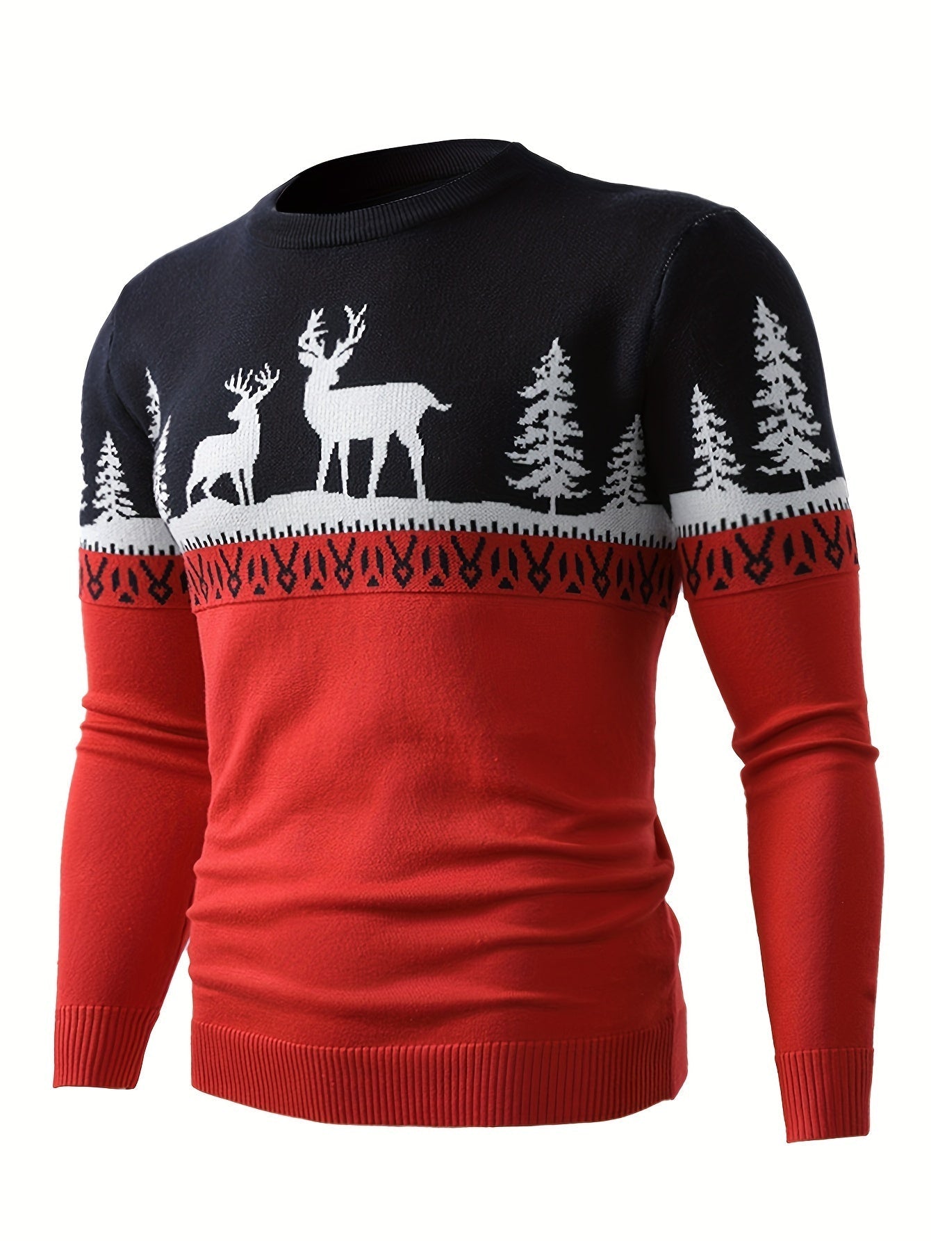 R&B | Weihnachtsstrickjacke mit Rentiermotiv Baumwolle Festlich