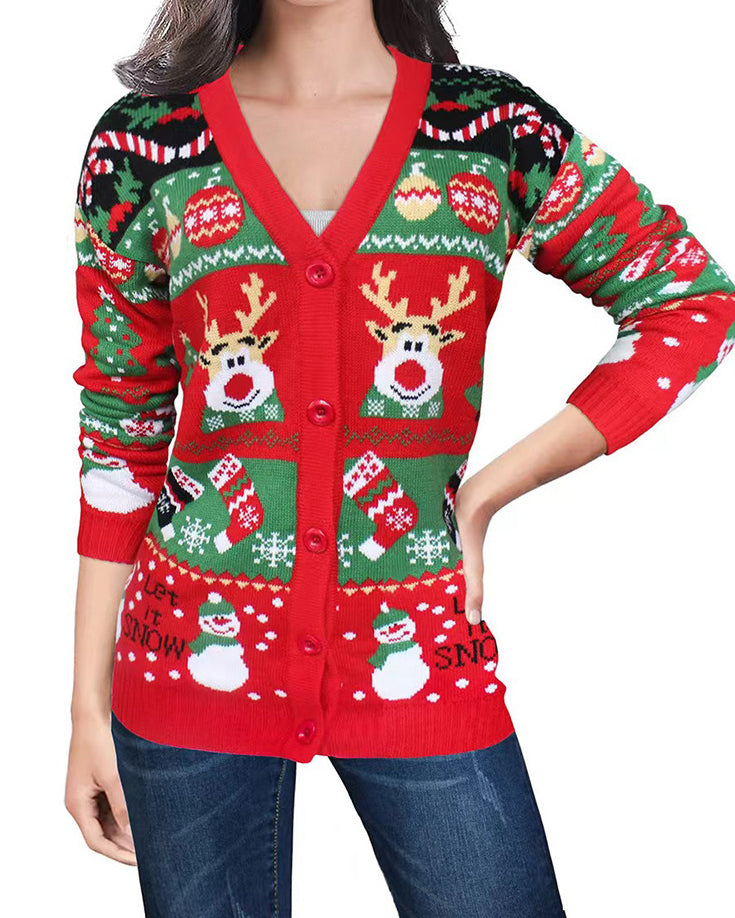R&B | Lockere Strick Weihnachts Cardigan Pullover