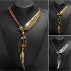 R&B | Goldene Feder Halskette Im Boho Stil