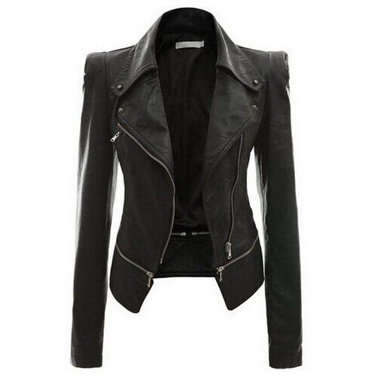 R&B | Damen Slim Fit PU Leder Zip-Up Jacke