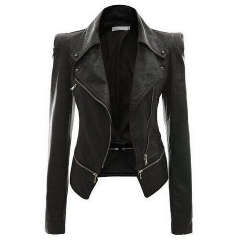 R&B | Damen Slim Fit PU Leder Zip-Up Jacke