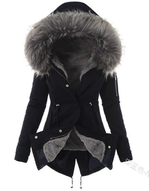 R&B | Fleecegefütterter Winterparka Kapuzenmantel mit Fellbesatz