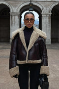 R&B | Kunstleder Shearling Jacke Übergröße Schnitt