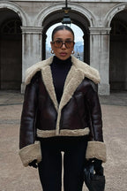 R&B | Kunstleder Shearling Jacke Übergröße Schnitt