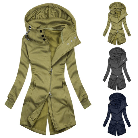 R&B | Damen Slim Fit Hoodie mit hohem Kragen Jacke