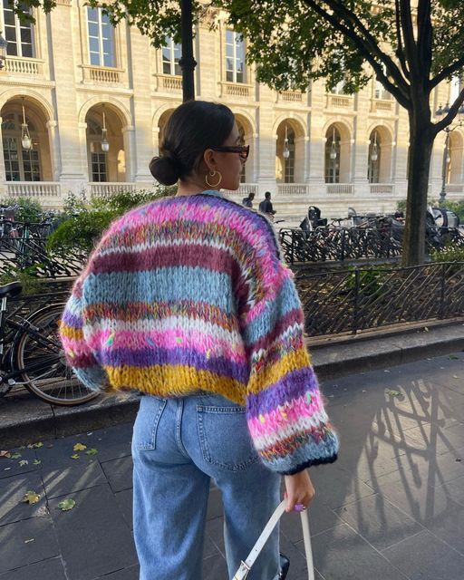 R&B | Gestreifter Offener Pullover