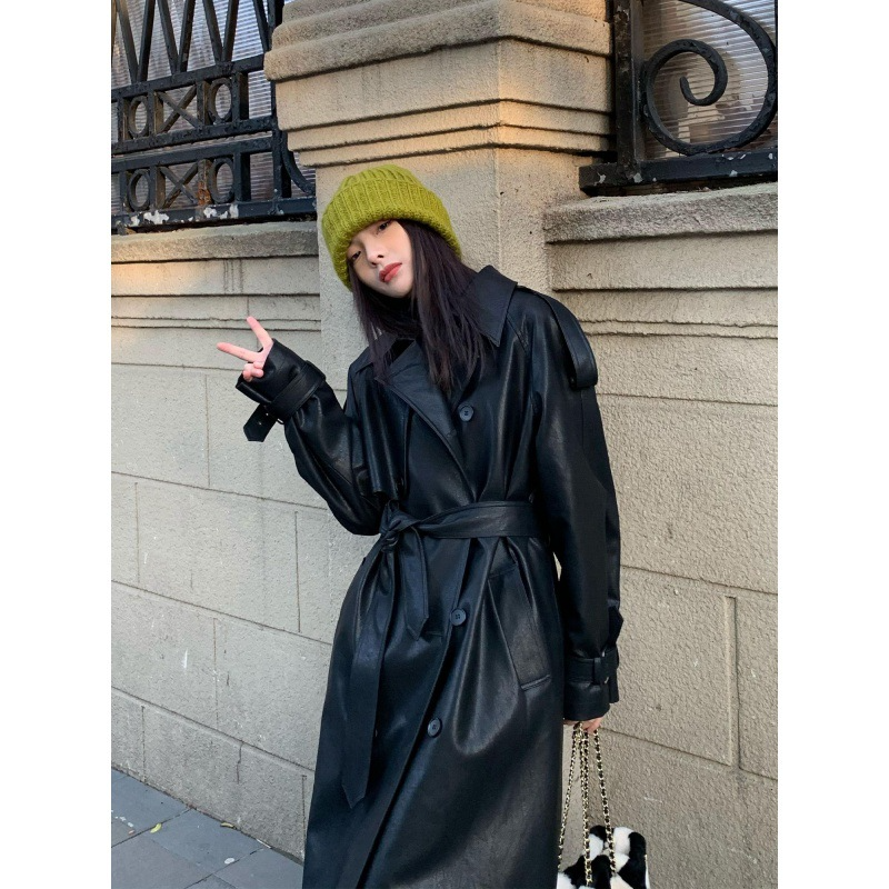 R&B | Trenchcoat - stilvolle lange schwarze Damenjacke