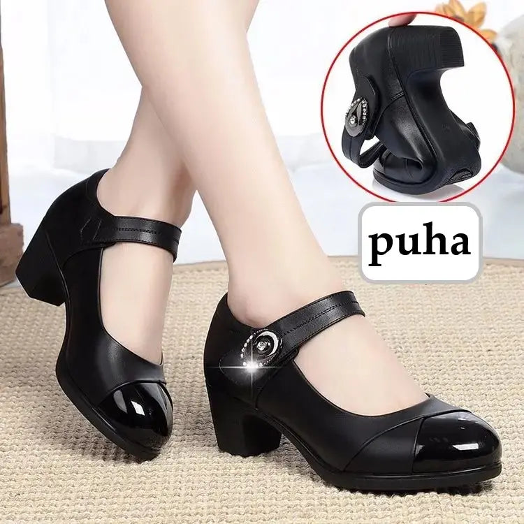 Damen Schuhe mit runder Spitze aus Leder R&B
