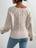 R&B | Strickbluse mit Quadratischem Ausschnitt Weich und Elegant Kabelstrick