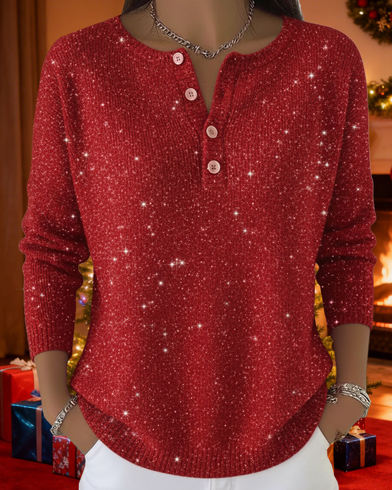 R&B | Pullover mit Rundhalsausschnitt und Knöpfen