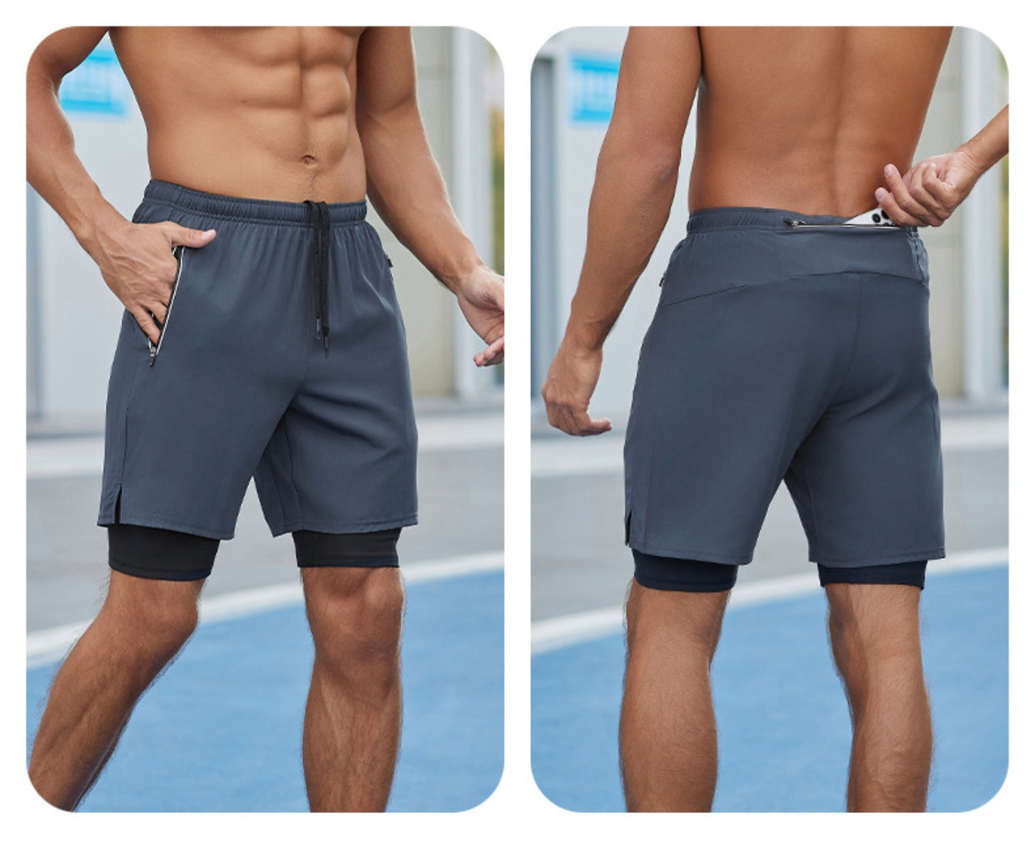 R&B | Große, doppelt gefütterte Sportshorts
