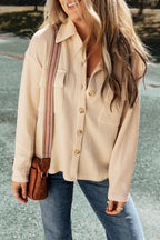 R&B | Rippierte Hemdjacke mit Brusttaschen Baumwollmischung Einfach und Elegant