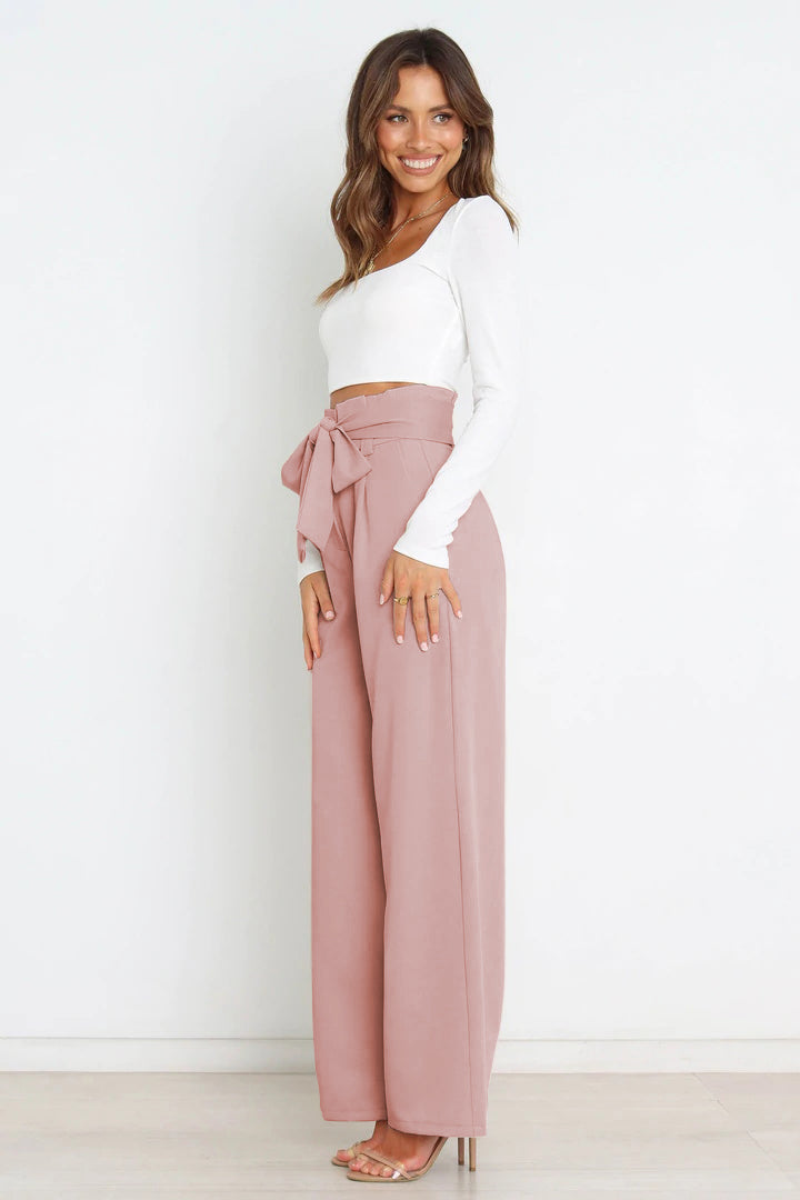 R&B | Hohe Taille Paperbag Hose mit Schleifendetail