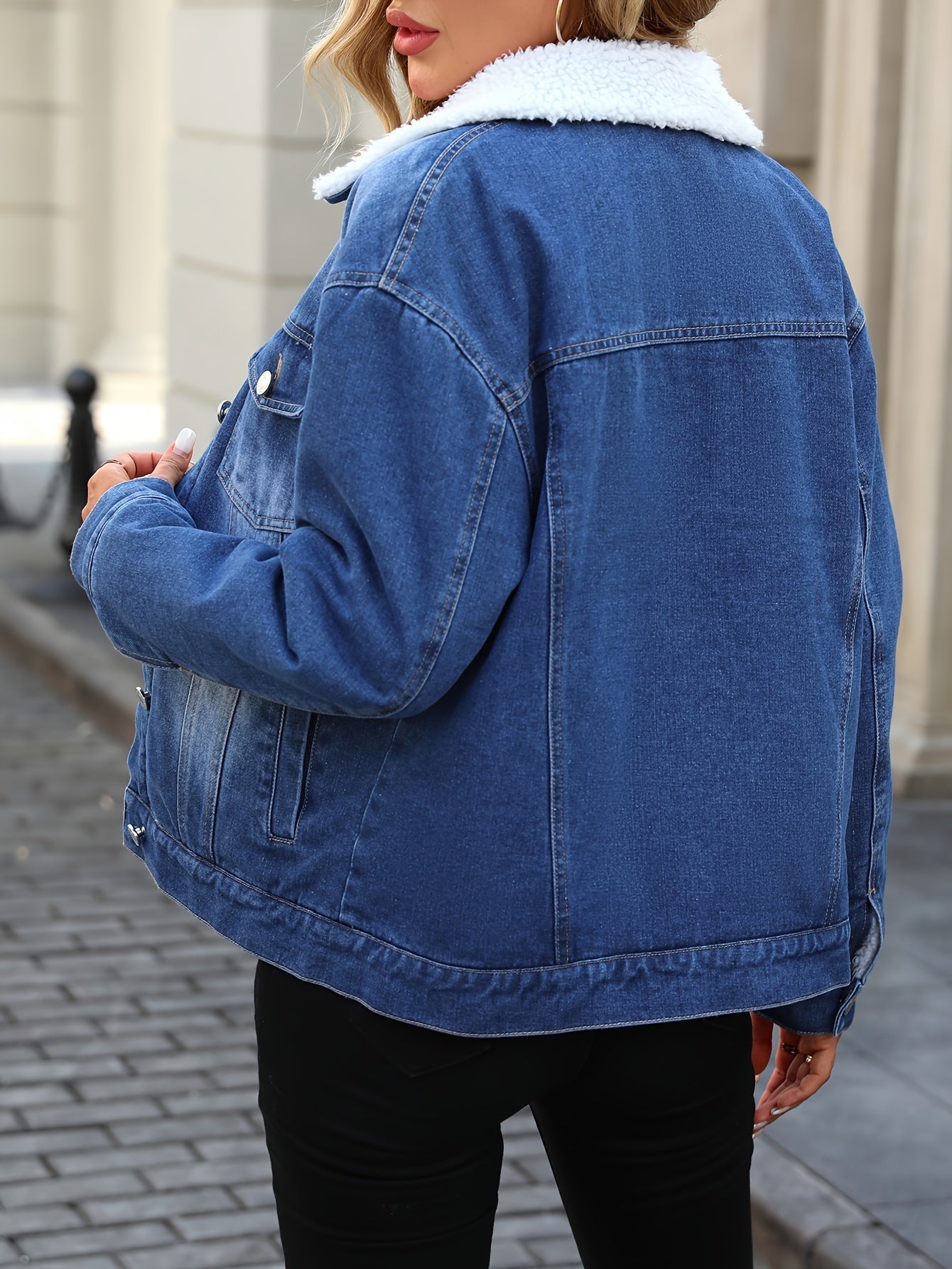 R&B | Denimjacke mit Fleecekragen Baumwolle Warm und Stilvoll
